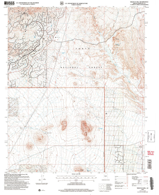 Classic USGS Wildcat Hill Arizona 7.5'x7.5' Topo Map Image
