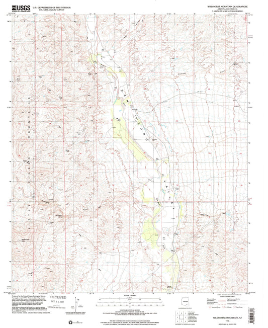 Classic USGS Wildhorse Mountain Arizona 7.5'x7.5' Topo Map Image