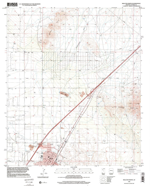 Classic USGS Willcox North Arizona 7.5'x7.5' Topo Map Image