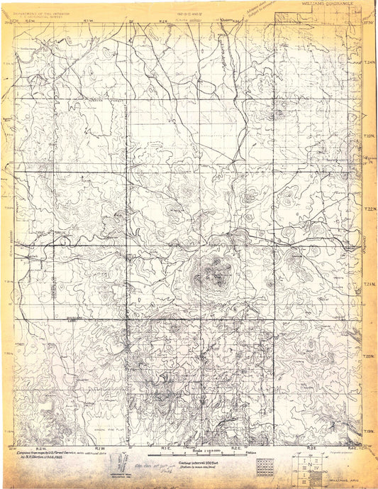 Historic 1922 Williams Arizona 30'x30' Topo Map Image