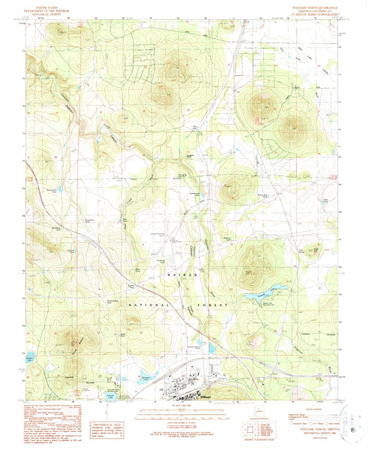 Classic USGS Williams North Arizona 7.5'x7.5' Topo Map Image
