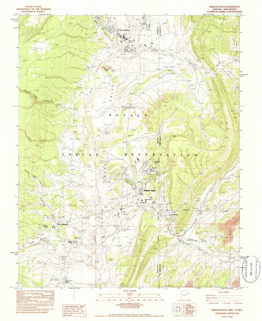 Classic USGS Window Rock Arizona 7.5'x7.5' Topo Map Image
