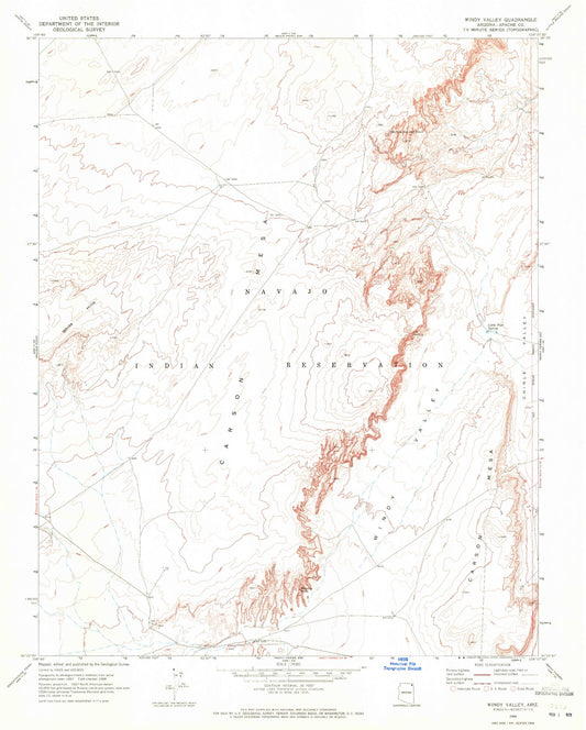 Classic USGS Windy Valley Arizona 7.5'x7.5' Topo Map Image