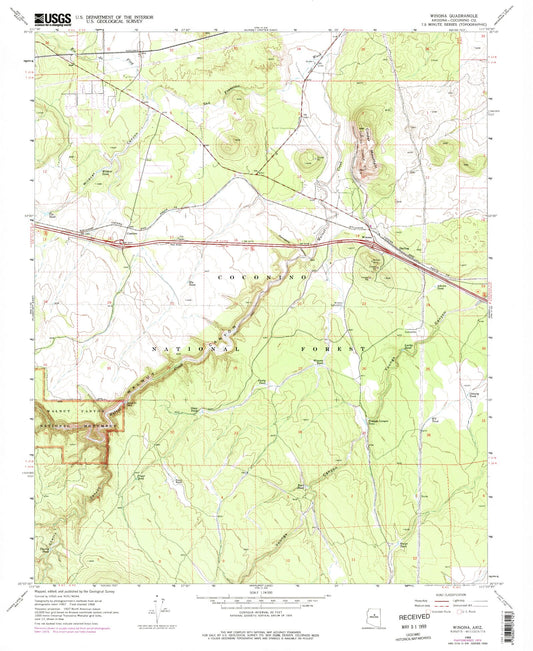 Classic USGS Winona Arizona 7.5'x7.5' Topo Map Image