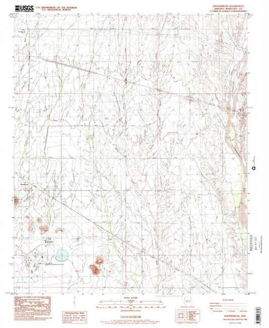 Classic USGS Wintersburg Arizona 7.5'x7.5' Topo Map Image