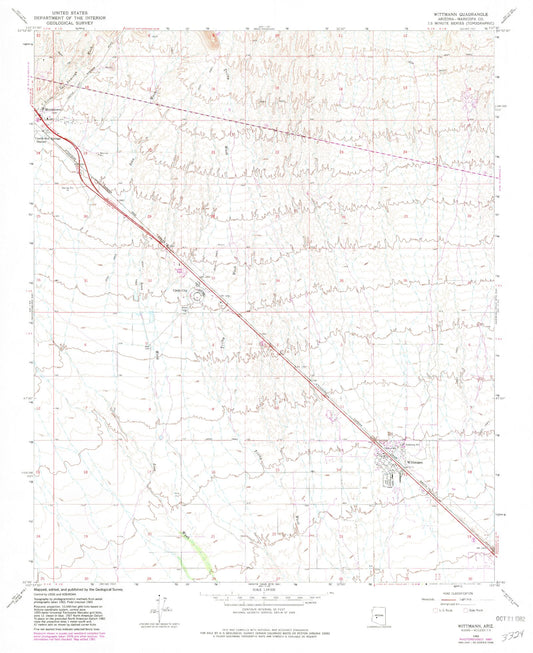 Classic USGS Wittmann Arizona 7.5'x7.5' Topo Map Image