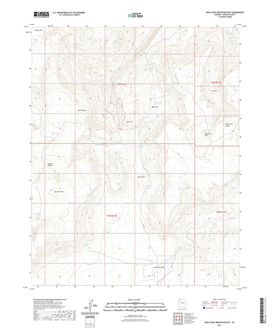 Wolf Hole Mountain East Arizona US Topo Map Image