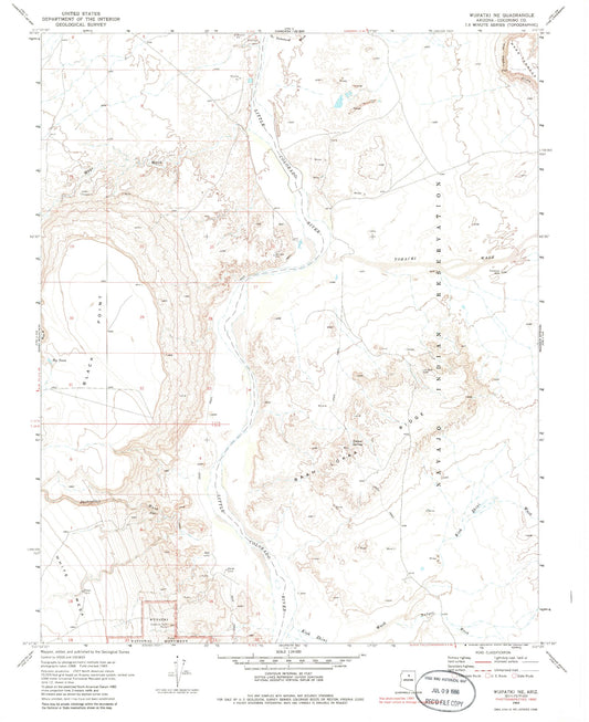 Classic USGS Wupatki NE Arizona 7.5'x7.5' Topo Map Image