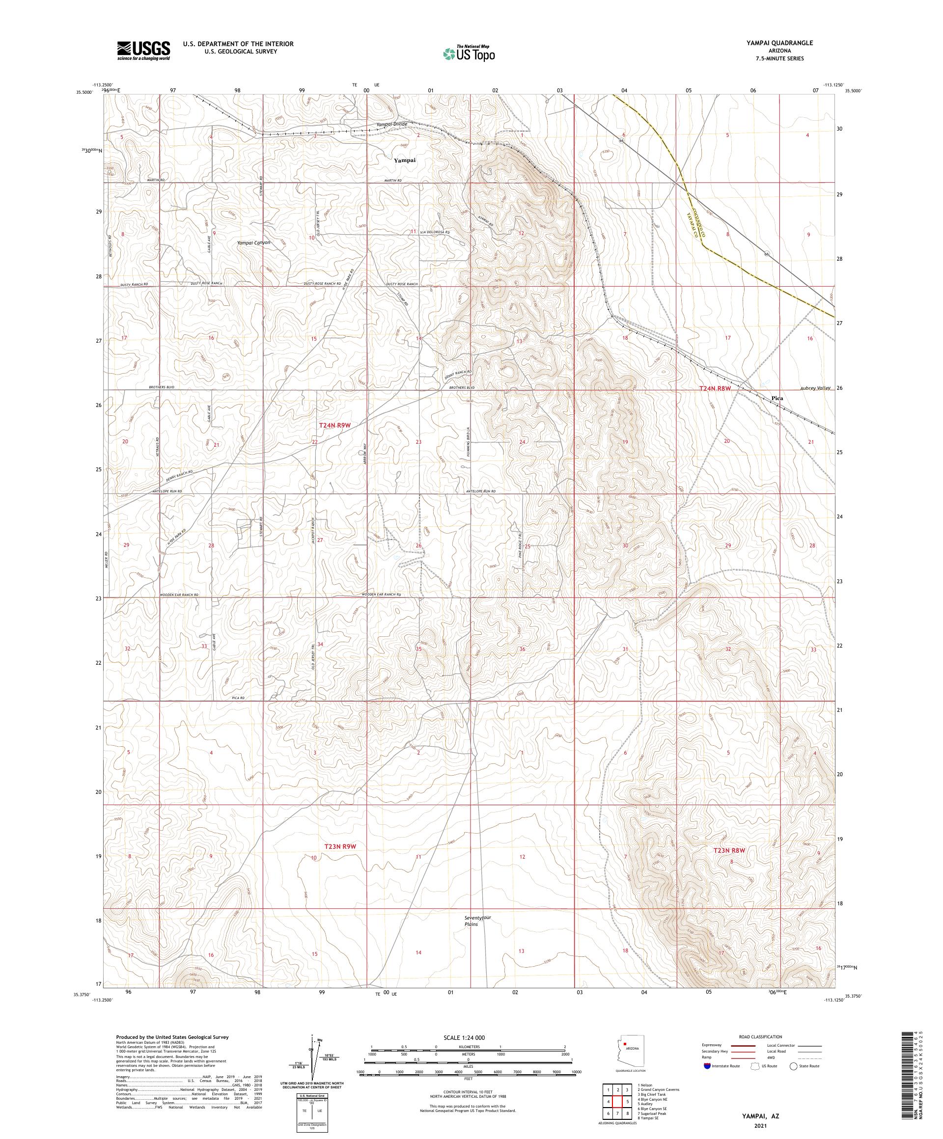 Yampai Arizona US Topo Map – MyTopo Map Store