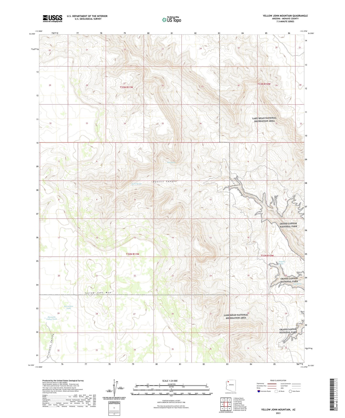 Yellow John Mountain Arizona US Topo Map Image