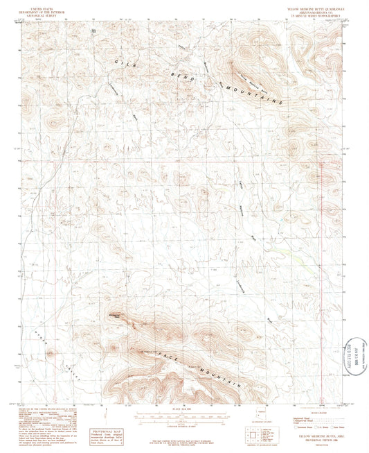 Classic USGS Yellow Medicine Butte Arizona 7.5'x7.5' Topo Map Image