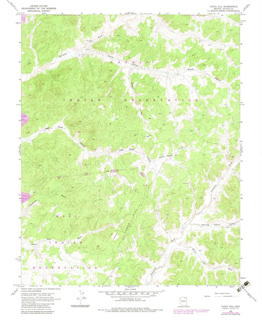 Classic USGS Yucca Hill Arizona 7.5'x7.5' Topo Map Image