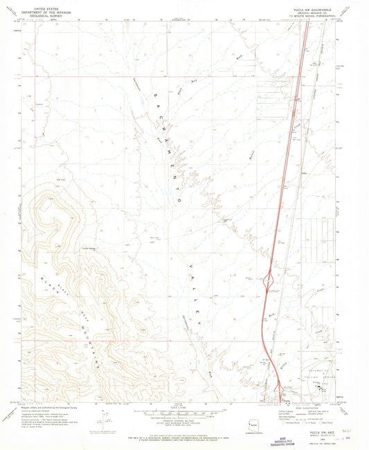 Classic USGS Yucca NW Arizona 7.5'x7.5' Topo Map Image