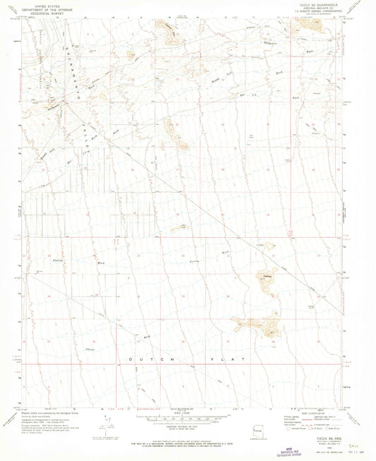 Classic USGS Yucca SE Arizona 7.5'x7.5' Topo Map Image