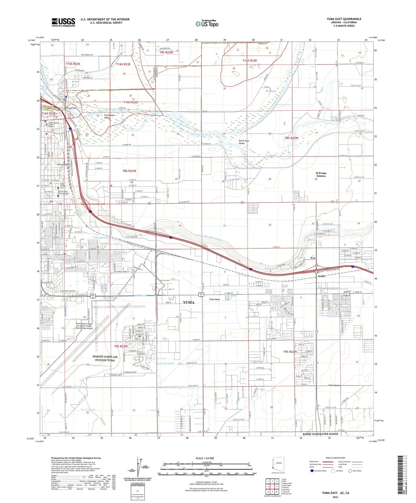 Yuma East Arizona US Topo Map Image