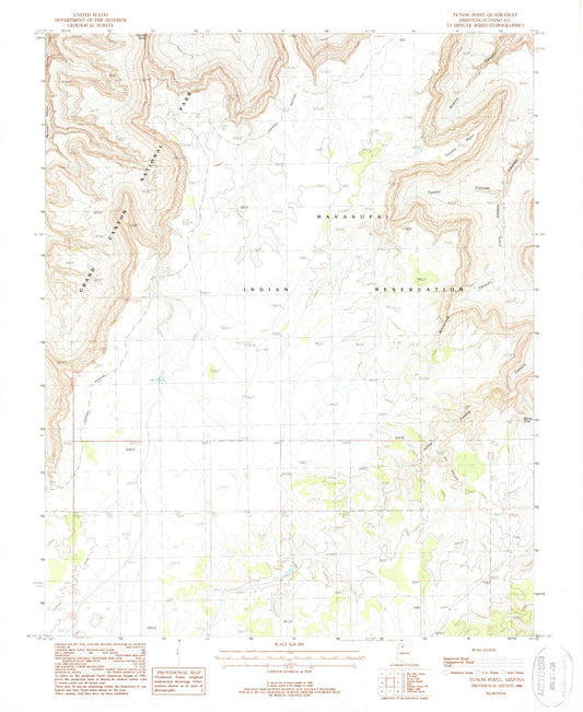 Classic USGS Yunosi Point Arizona 7.5'x7.5' Topo Map Image
