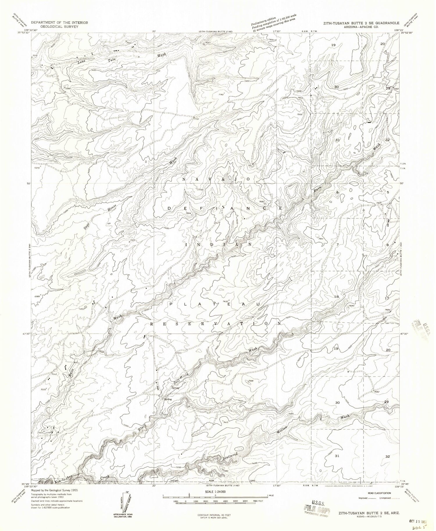 Classic USGS Oak Creek Mountain Arizona 7.5'x7.5' Topo Map Image