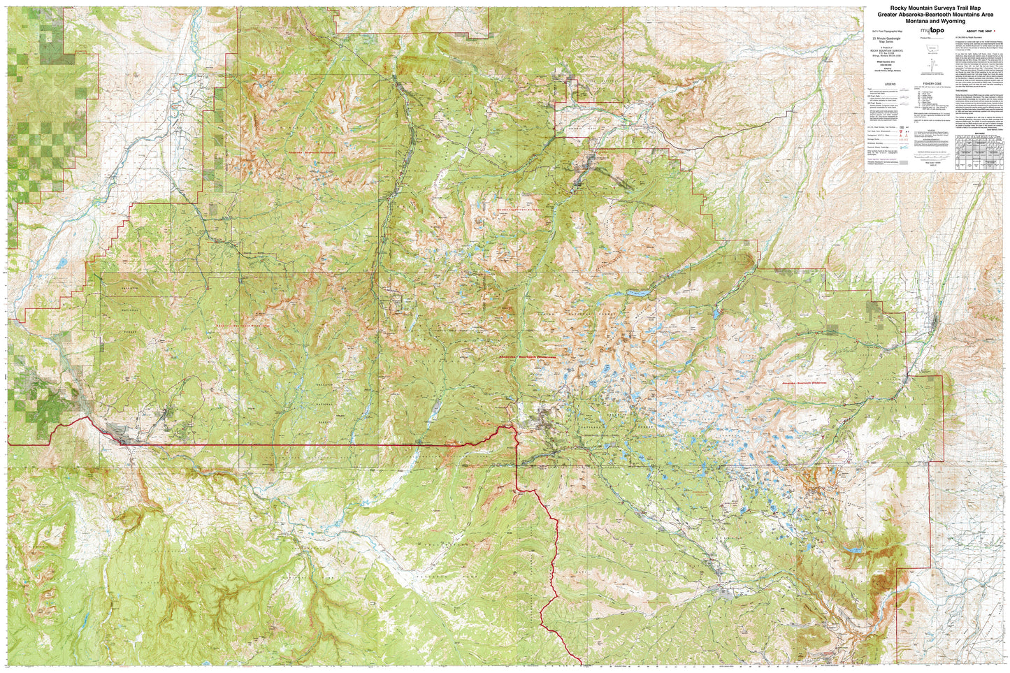 The Absaroka-Beartooth Mountain Wall Map (Beartooth Mountains, Montana/Wyoming) Image