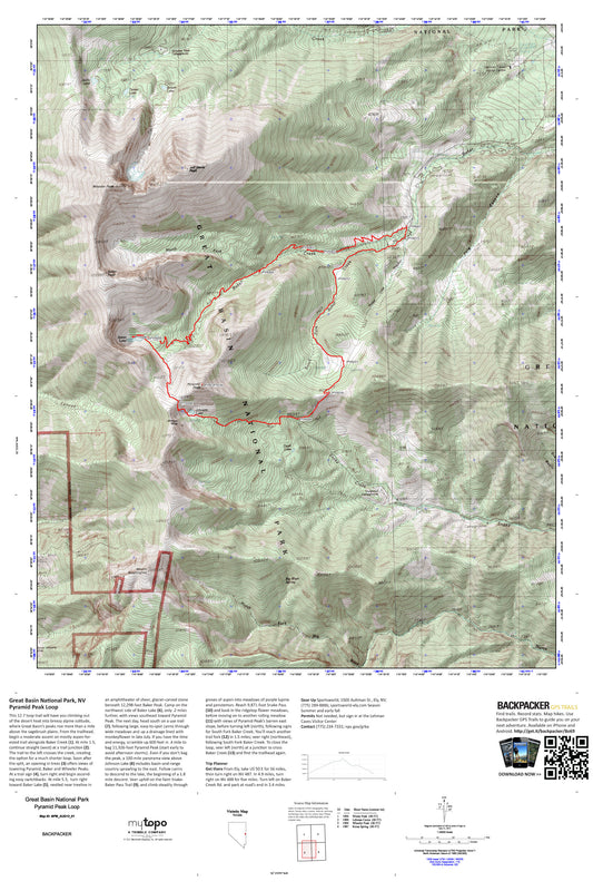 Backpacker Topographic map for  Map (Great Basin NP, Nevada) Image