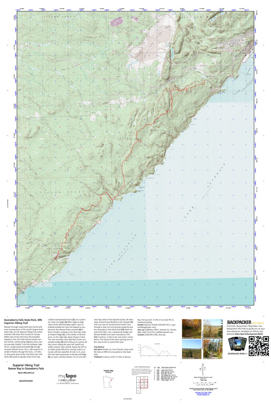 Beaver Bay to Gooseberry Falls Map (Superior Hiking Trail, Minnesota) Image
