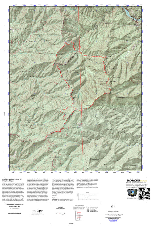 Citico Creek Loop Map (Cherokee and Nantahala NF, Tennessee) Image