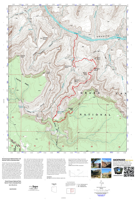 Hermit Trail Map (Grand Canyon NP, Arizona) Image