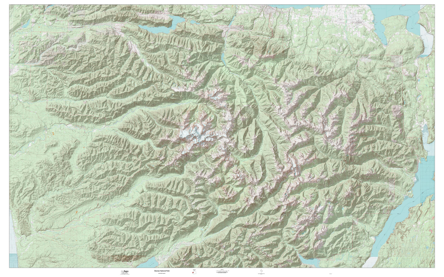 Olympic Mountains Wall Map (Olympic NP, Washington) Image