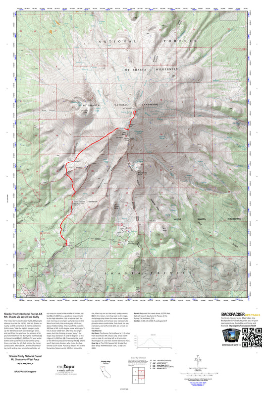 Mount Shasta Map (Shasta NP, California) Image