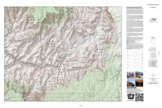 Tanner Trail-Escalante Route-Grandview Trail Loop Map (Grand Canyon NP, Arizona) Image