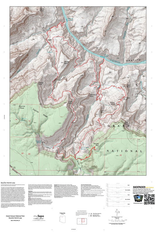 Boucher-Hermit Loop Map (Grand Canyon NP, Arizona) Image