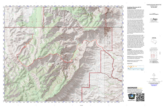 McKittrick Canyon Map (Guadalupe Mountains NP, Texas) Image