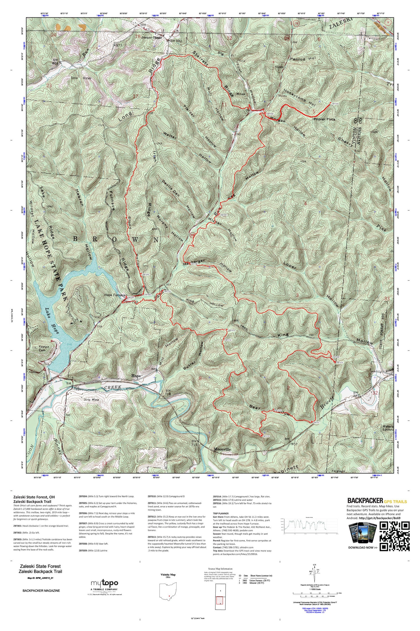 Zaleski State Forest Map (Ohio) Image