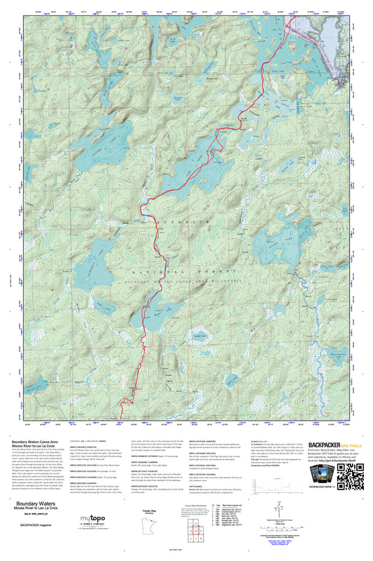 Moose River to Lac La Croix Map (Boundary Waters, Minnesota) Image