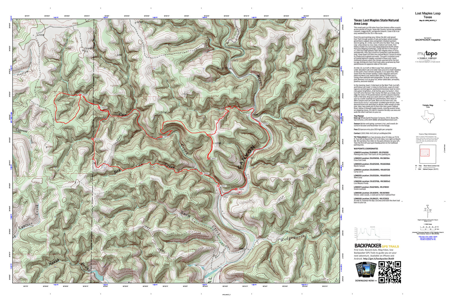 Lost Maples Natural Area Map (San Antonio, Texas) Image