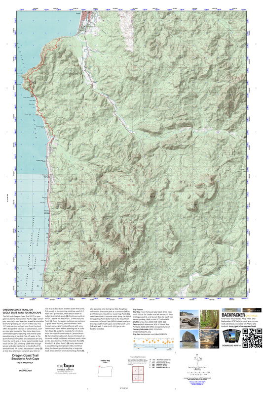 Ecola State Park to Arch Cape Map (Oregon Coast Trail, Oregon) Image