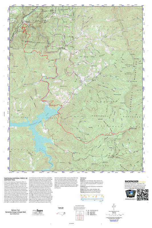 Bartram Trail Map (Nantahala Gorge to Wayah Bald, North Carolina) Image