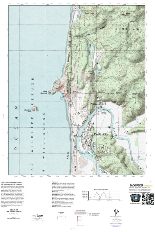 Sea Cliff Map (Cape Kiwanda State Natural Area, Oregon) Image