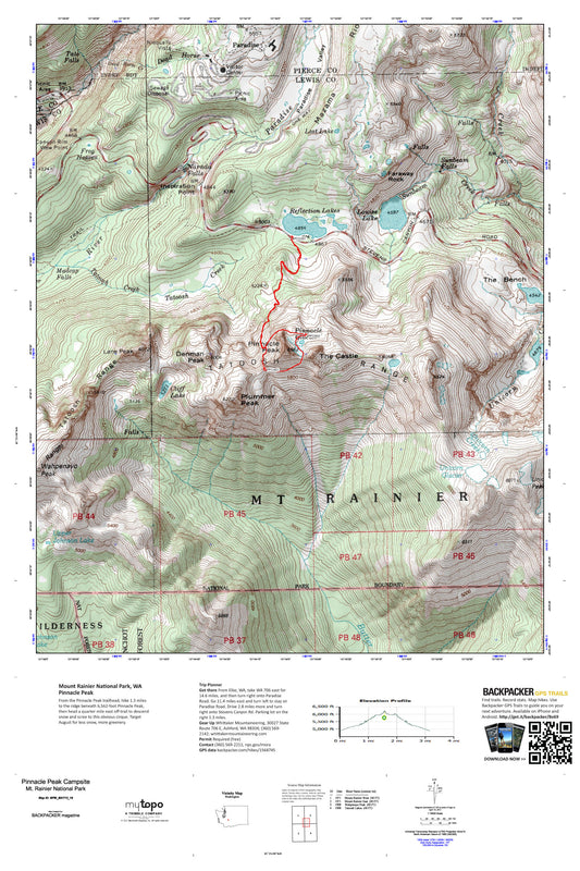 Pinnacle Peak Map (Mt. Rainier National Park, Washington) Image
