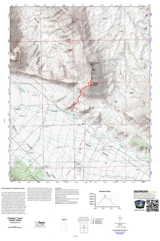 Castleton Tower Map (Castle Valley, Utah) Image
