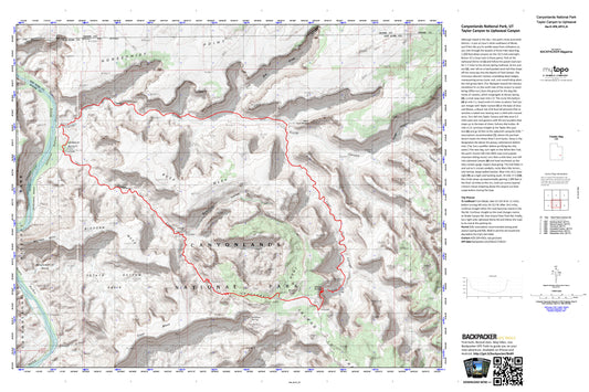 Taylor Canyon to Upheaval Canyon Map (Canyonlands NP, Utah) Image