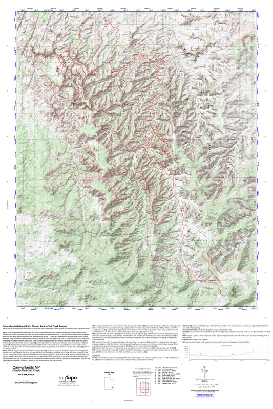 Chesler Park to Salt Creek Canyon Map (Canyonlands NP, Utah) Image