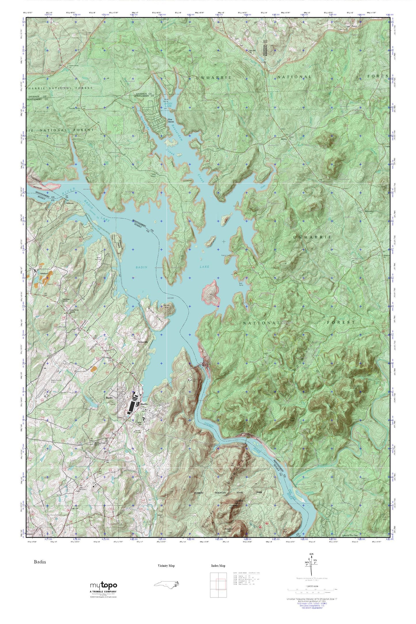 Badin Lake MyTopo Explorer Series Map Image