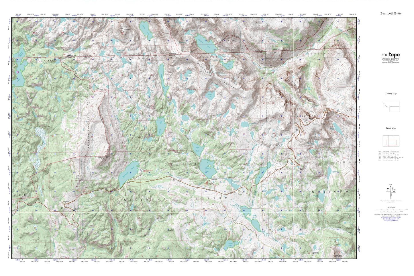 Beartooth Butte MyTopo Explorer Series Map Image