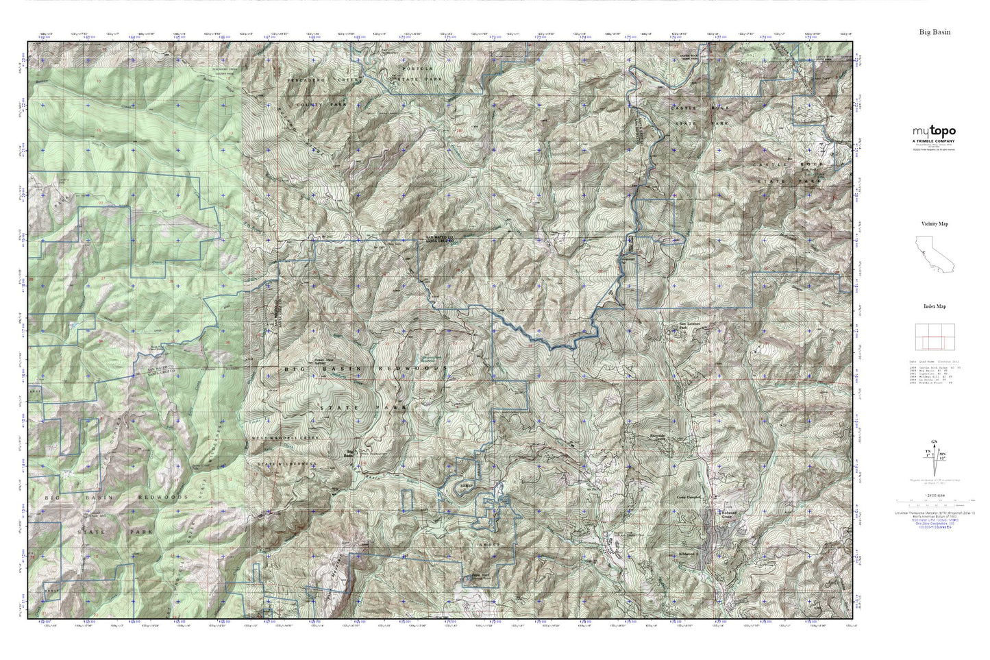 Big Basin MyTopo Explorer Series Map Image