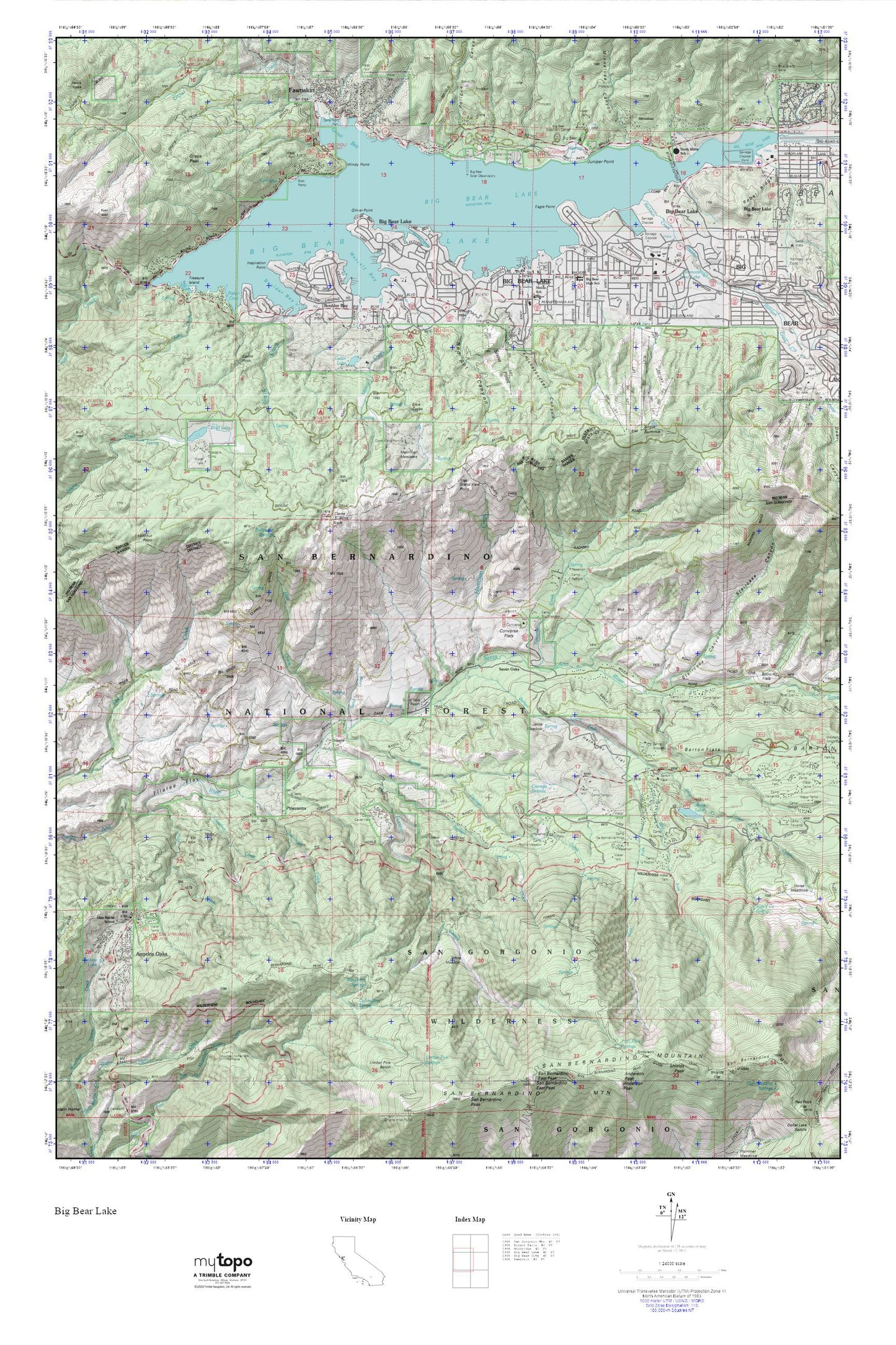 Big Bear Lake MyTopo Explorer Series Map Image