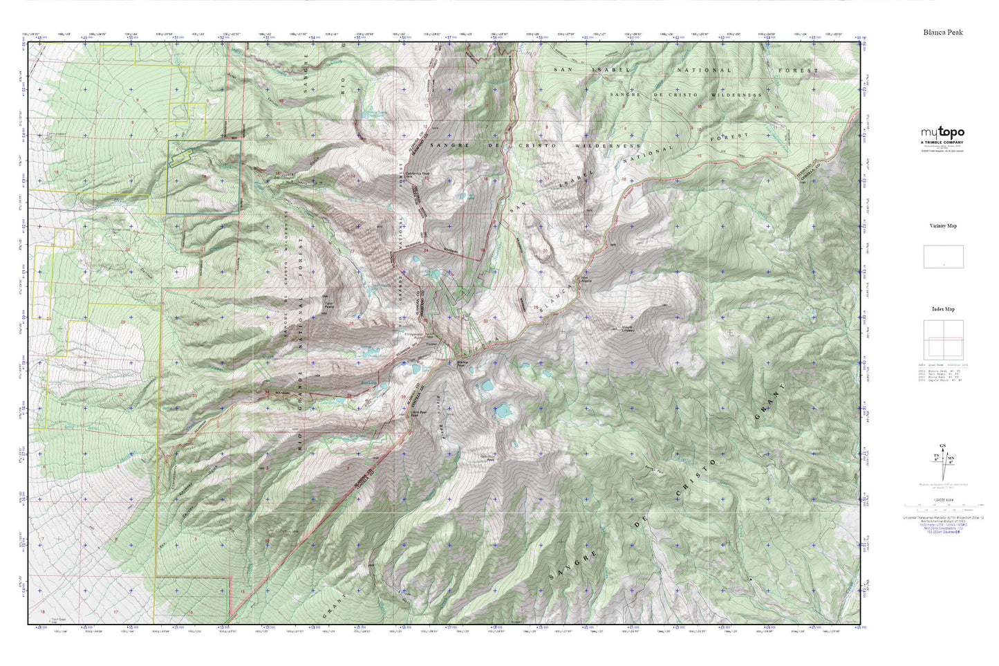 Blanca Peak MyTopo Explorer Series Map Image