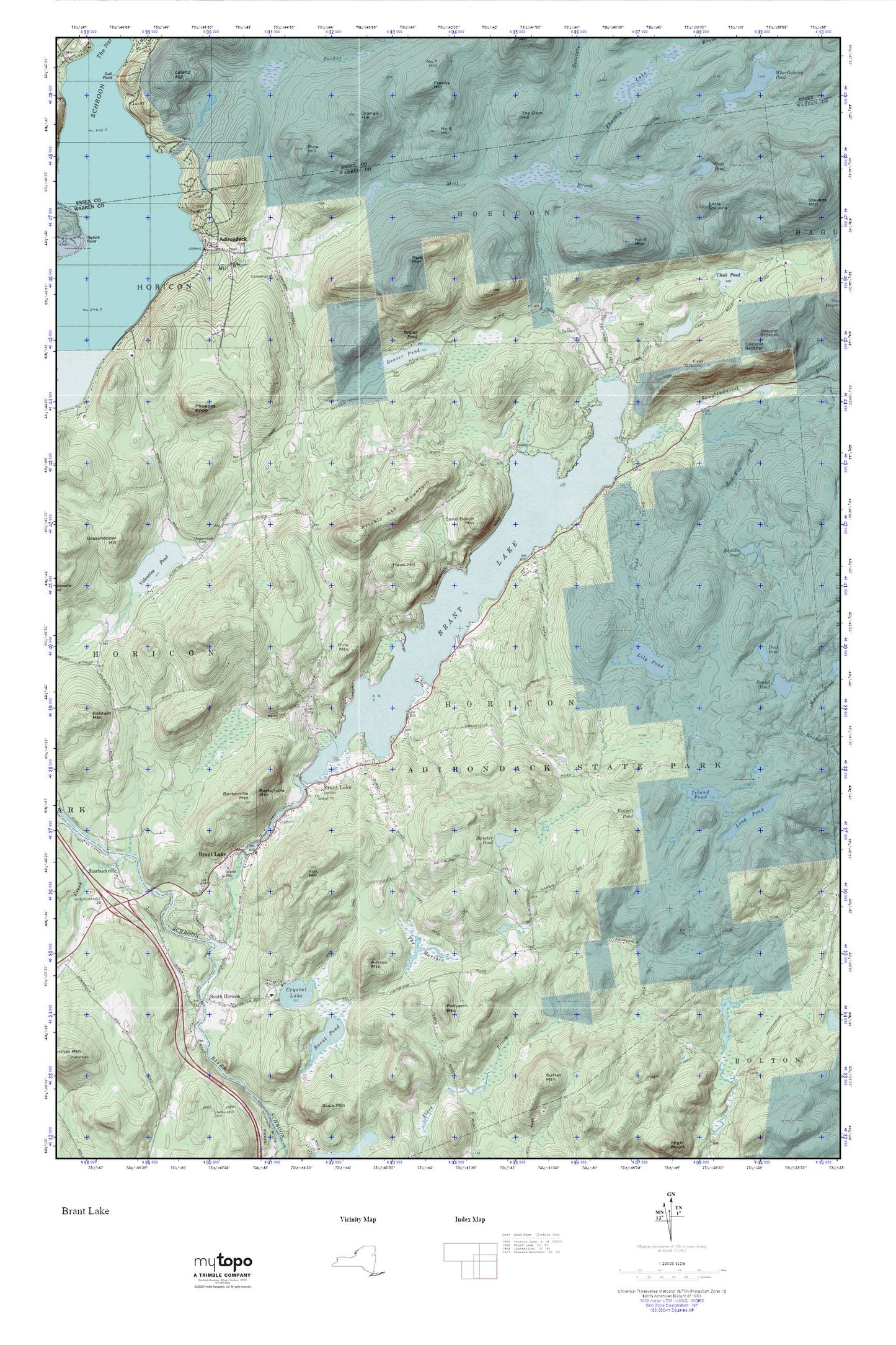Brant Lake, N.Y. MyTopo Explorer Series Map Image