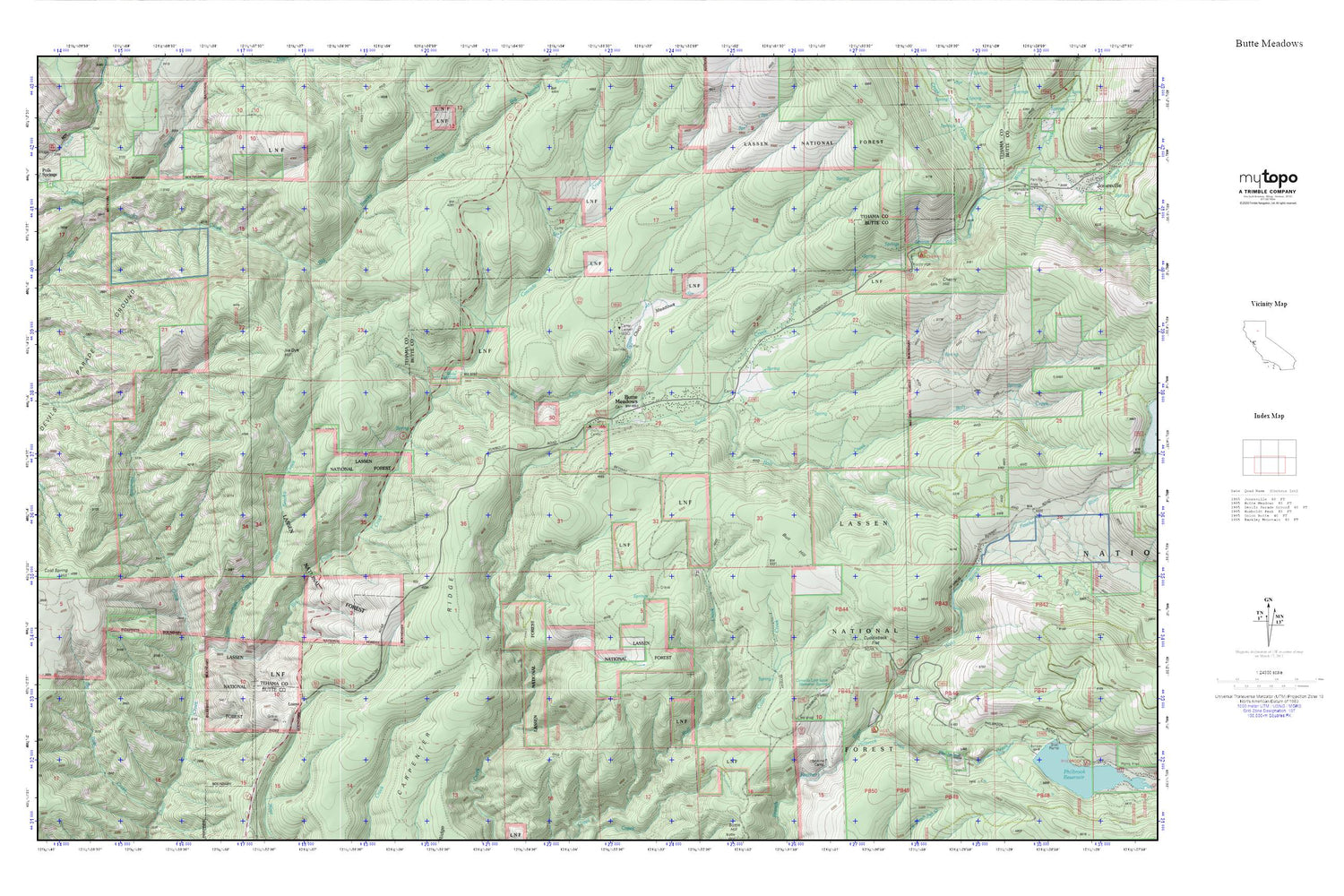 Butte Meadows MyTopo Explorer Series Map Image