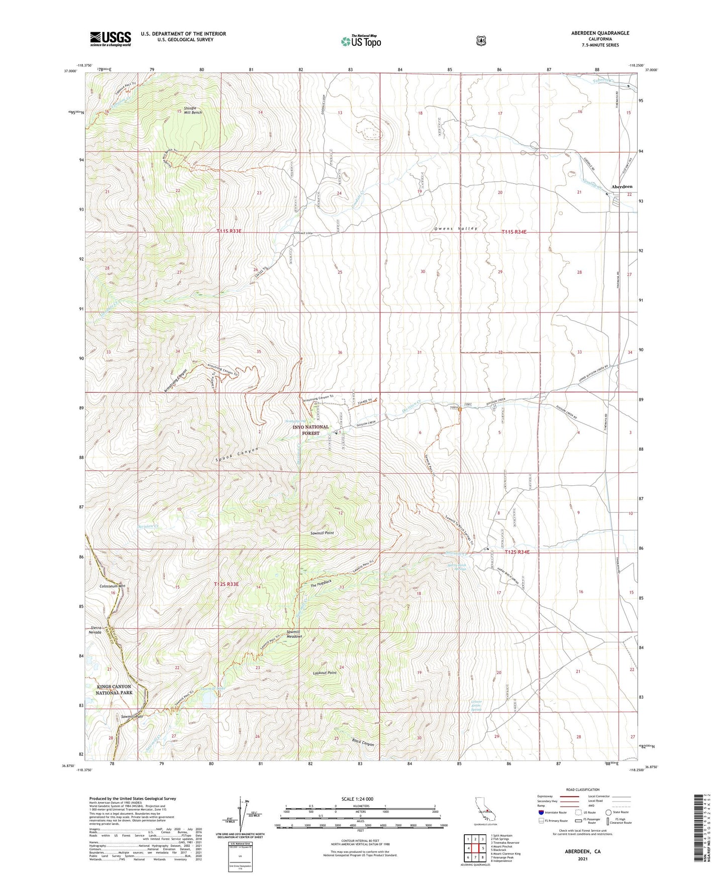Aberdeen California US Topo Map Image