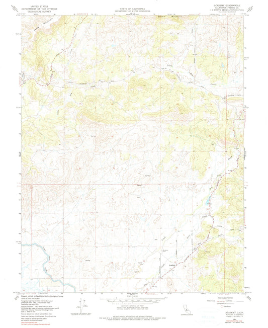Classic USGS Academy California 7.5'x7.5' Topo Map Image